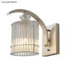 GobekUsa Modern Gold Wall Mounted Lamp with Clear Crystal Shade- 1 Head Cylindrical Design