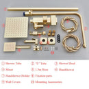 GobekUsa Gold Wall Mounted Bathroom Shower System Kit with 4-way Mixer