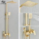 GobekUsa Gold Wall Mounted Bathroom Shower System Kit with 4-way Mixer