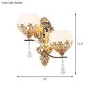 GobekUsa Modern Gold Wall Mounted Sconce Light Fixture with Crystal Shade - 2 Heads Bowl Design