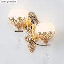 GobekUsa Modern Gold Wall Mounted Sconce Light Fixture with Crystal Shade - 2 Heads Bowl Design