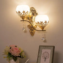 GobekUsa Modern Gold Wall Mounted Sconce Light Fixture with Crystal Shade - 2 Heads Bowl Design
