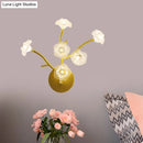 GobekUsa Modern Gold Wall Sconce: Floral Bedside Lamp with Transparent Glass and 6 Bulbs