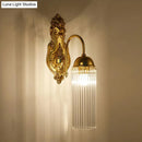 GobekUsa Modern Gold Wall Sconce Lamp with Clear Crystal & Metal Gooseneck Arm - Tubular Corridor Lighting