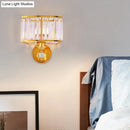GobekUsa Golden Metal Wall Sconce Light with Clear Crystal Accents - Modern 1 Head Design