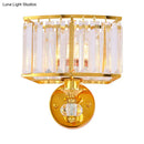 GobekUsa Golden Metal Wall Sconce Light with Clear Crystal Accents - Modern 1 Head Design