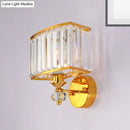 GobekUsa Golden Metal Wall Sconce Light with Clear Crystal Accents - Modern 1 Head Design