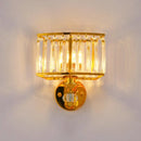 GobekUsa Golden Metal Wall Sconce Light with Clear Crystal Accents - Modern 1 Head Design