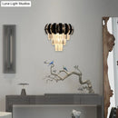 GobekUsa Modern Gold Wall Sconce with Clear Crystal Layered Bulbs - Corridor Lighting Fixture