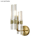 GobekUsa Modern Gold Finish Wall Sconce with Clear Crystal Pipe - Perfect for Hallway