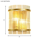GobekUsa Gold Wall Mounted Light Fixture with Clear Crystal Rods - Modern Cylindrical/Rectangle Design - Ideal for Hallways (2 Heads)