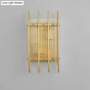 GobekUsa Gold Wall Mounted Light Fixture with Clear Crystal Rods - Modern Cylindrical/Rectangle Design - Ideal for Hallways (2 Heads)