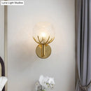 GobekUsa Modern Gold Wall Sconce with Clear Lattice Glass and Antler Design