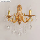 GobekUsa Modern Gold Wall Sconce with Crystal Drops - 1/2 Lights Metal Candelabra