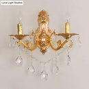 GobekUsa Modern Gold Wall Sconce with Crystal Drops - 1/2 Lights Metal Candelabra
