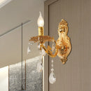 GobekUsa Modern Gold Wall Sconce with Crystal Drops - 1/2 Lights Metal Candelabra