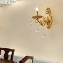 GobekUsa Modern Gold Wall Sconce with Crystal Drops - 1/2 Lights Metal Candelabra