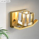 GobekUsa Modern Gold Wall Mount Light with Cubic Clear Crystal Shade - 1-Bulb Parlor Wall Lighting Fixture