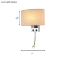 GobekUsa Contemporary LED Wall Sconce with Fabric Shade - Chrome/Champagne Oval Mount Light