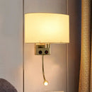 GobekUsa Contemporary LED Wall Sconce with Fabric Shade - Chrome/Champagne Oval Mount Light