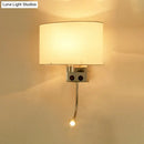GobekUsa Contemporary LED Wall Sconce with Fabric Shade - Chrome/Champagne Oval Mount Light