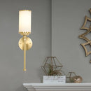 GobekUsa Modern Gold Wall Sconce with Milky Glass Shade - 1-Head Living Room Wall Mounted Lamp