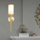 GobekUsa Modern Gold Wall Sconce with Milky Glass Shade - 1-Head Living Room Wall Mounted Lamp