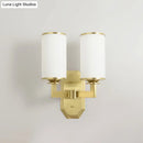 GobekUsa Gold Metal Wall Mount Light Fixture with Opal Glass Shade - 2 Head Modern Armed Sconce