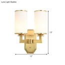 GobekUsa Gold Metal Wall Mount Light Fixture with Opal Glass Shade - 2 Head Modern Armed Sconce