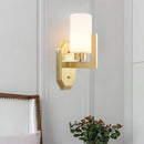 GobekUsa Modern Gold Wall Sconce with Tubular Milk Glass Shade for Living Room
