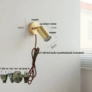 Modern gold walnut wall sconce with pull chain switch bedroom light by Decorbites