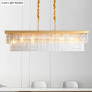 GobekUsa Gold 6-Head Water Crystal Pendant Light: Modern Rectangular Island Ceiling Fixture