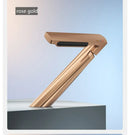 GobekUsa Gold Waterfall Basin Faucet: Gray Mixer Tap, Single Handle Hot and Cold Lavatory