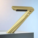 GobekUsa Gold Waterfall Basin Faucet: Gray Mixer Tap, Single Handle Hot and Cold Lavatory