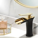 GobekUsa Gold Waterfall Bathroom Basin Faucet Mixer Tap Hot Cold White Sink