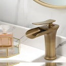 GobekUsa Gold Waterfall Bathroom Basin Faucet Mixer Tap Hot Cold White Sink