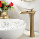 GobekUsa Gold Waterfall Bathroom Basin Faucet Mixer Tap Hot Cold White Sink