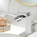 GobekUsa Gold Waterfall Bathroom Basin Faucet Mixer Tap Hot Cold White Sink