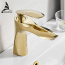 GobekUsa Gold Waterfall Bathroom Faucet - Single Handle Basin Mixer Tap, Elegant Design