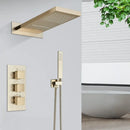 GobekUsa Gold Thermostatic Rain Waterfall Shower Faucet Set - Wall Mounted Shower System