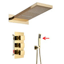 GobekUsa Gold Thermostatic Rain Waterfall Shower Faucet Set - Wall Mounted Shower System