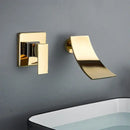 GobekUsa Gold Waterfall Wall Mount Faucet for Bathroom Basin Mixer Tap