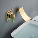 GobekUsa Gold Waterfall Wall Mount Faucet for Bathroom Basin Mixer Tap