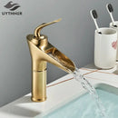 GobekUsa Gold Waterfall Wine Glass Basin Faucet - Single Lever Bathroom Mixer