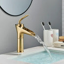 GobekUsa Gold Waterfall Wine Glass Basin Faucet - Single Lever Bathroom Mixer