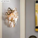 GobekUsa Wave Sconce Light - Gold Wall Mount with Flower Crystal/Shell Accent