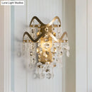 GobekUsa Wave Sconce Light - Gold Wall Mount with Flower Crystal/Shell Accent