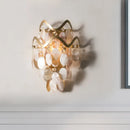 GobekUsa Wave Sconce Light - Gold Wall Mount with Flower Crystal/Shell Accent