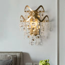 GobekUsa Wave Sconce Light - Gold Wall Mount with Flower Crystal/Shell Accent