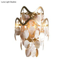 GobekUsa Wave Sconce Light - Gold Wall Mount with Flower Crystal/Shell Accent
